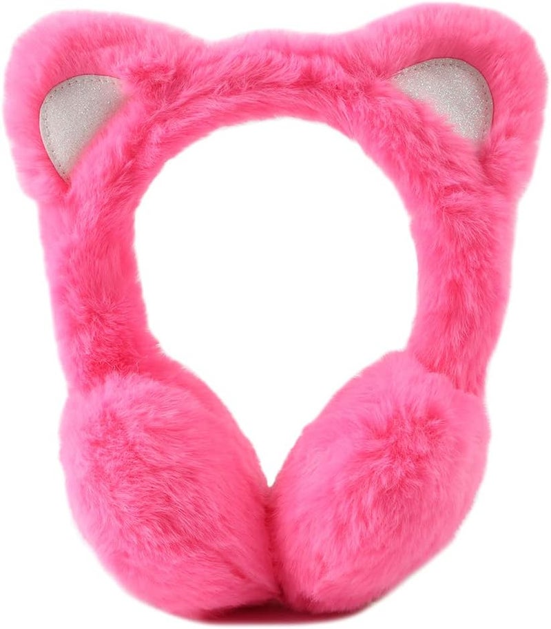 Peecabe Winter Kids Earmuffs Warm Girl Ear Muffs For Toddler Kid Children Earmuff with Cat Ears Girls Ear Warmer (Rose) - Image 1